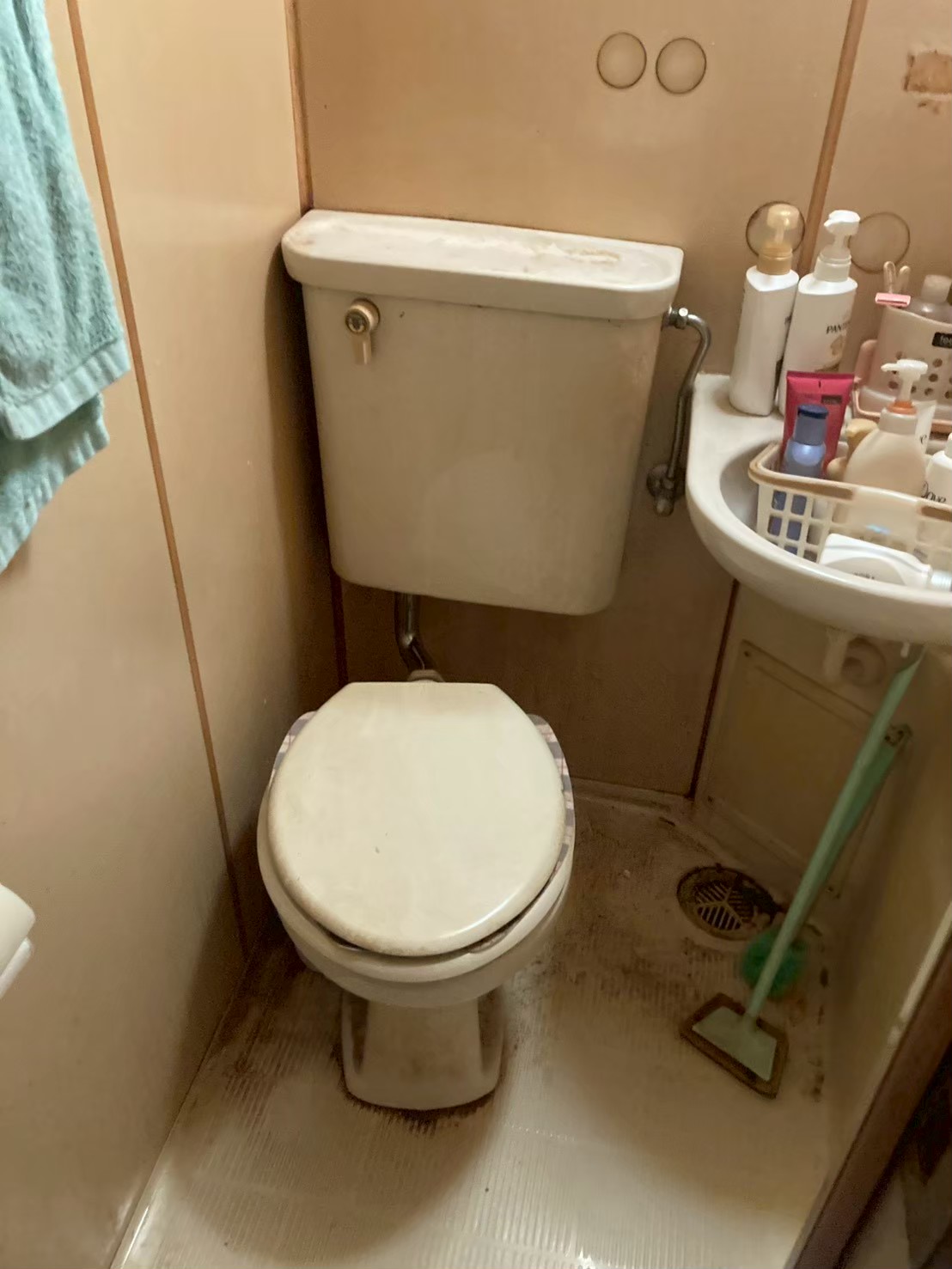 施工完了後のトイレ全体。水が止まり正常な状態に回復している